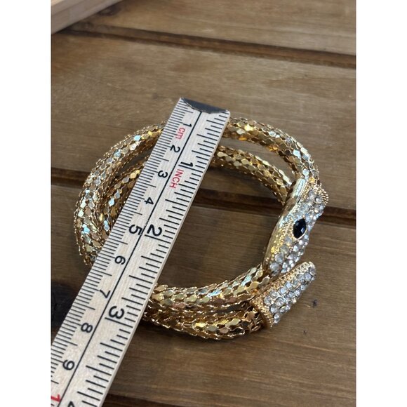 Gold Snake-Style Rhinestone Wrap Bracelet - Picture 5 of 12